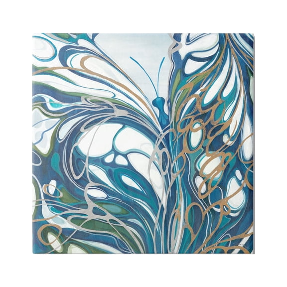 Stupell Industries Blue Abstract Butterfly Animals & Insects Painting Gallery Wrapped Canvas Print Wall Art, 17 x 17