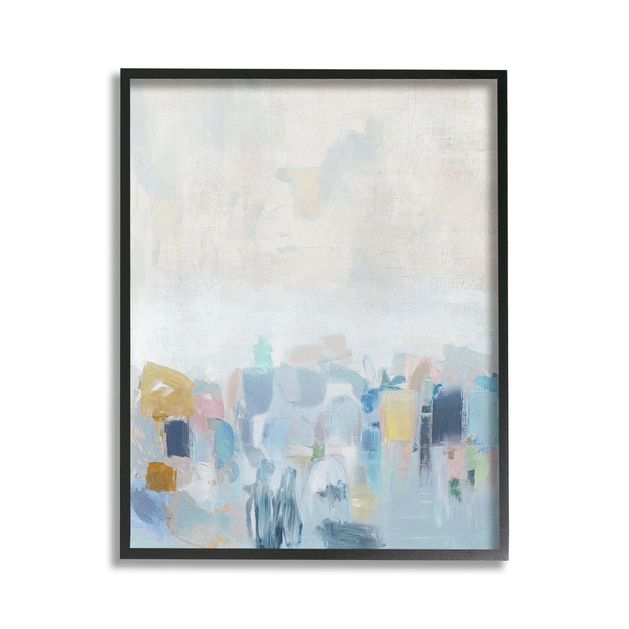 Stupell Industries Blue Abstract Landscape Abstract Painting Black Framed Art Print Wall Art, 16 x 20