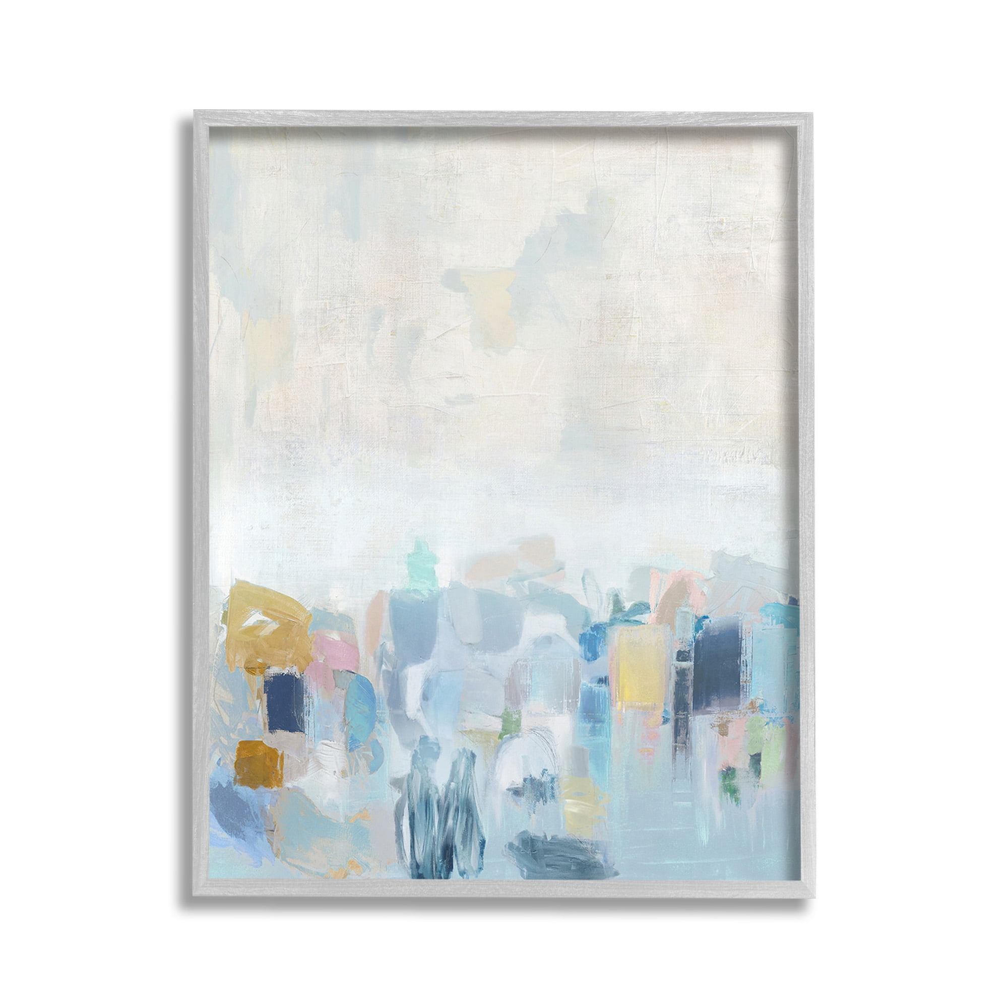 Stupell Industries Blue Abstract Landscape Abstract Painting Gray Framed Art Print Wall Art, 11 x 14
