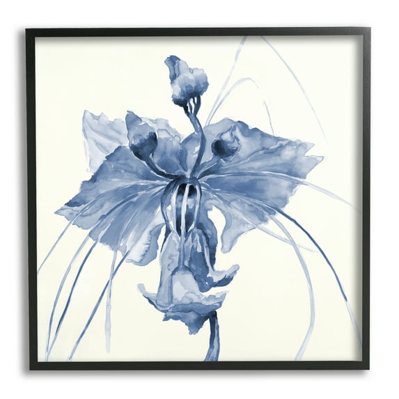 Stupell Industries Blue Abstract Orchid Botanical & Floral Painting Black Framed Art Print Wall Art, 17 x 17