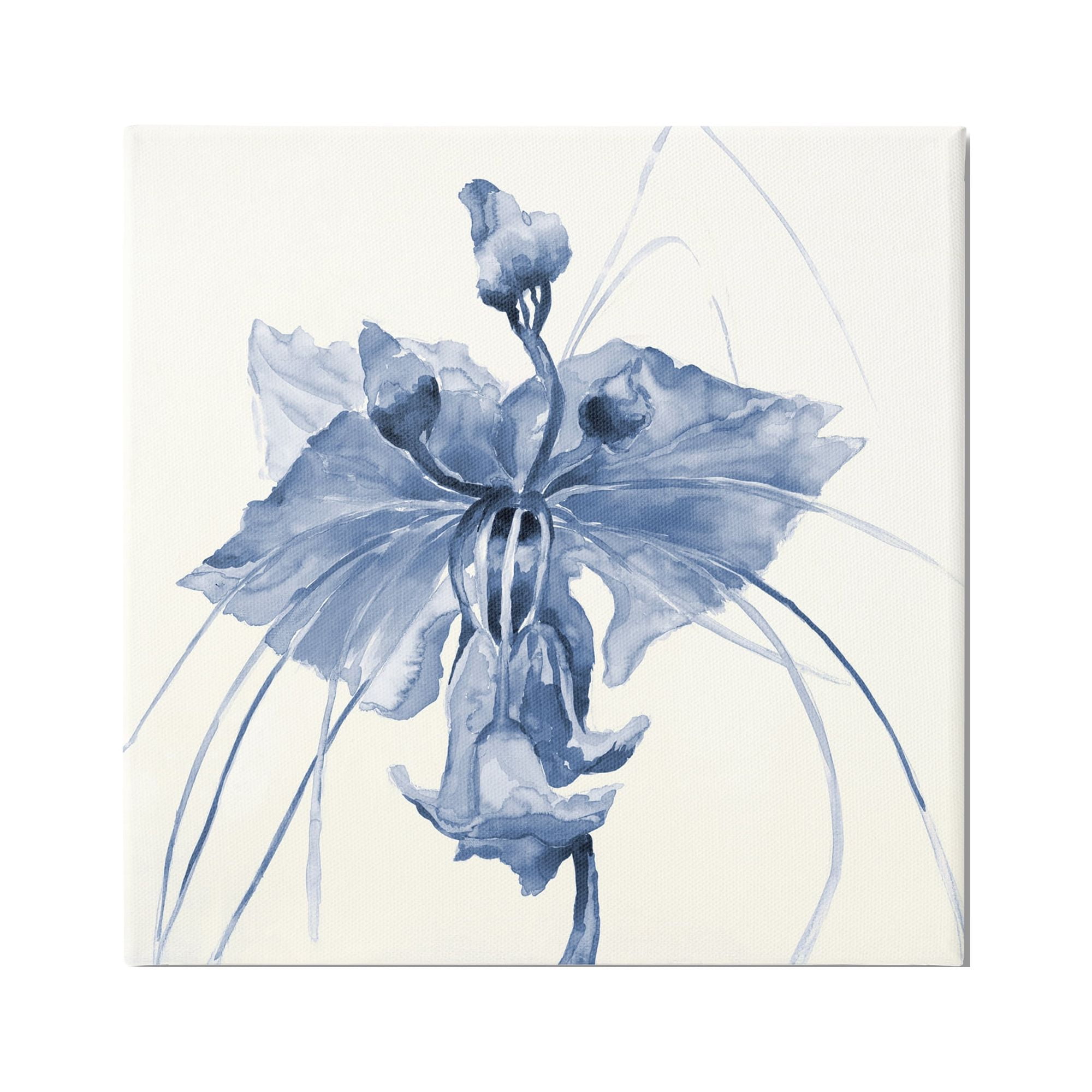 Stupell Industries Blue Abstract Orchid Botanical & Floral Painting Gallery Wrapped Canvas Print Wall Art, 36 x 36