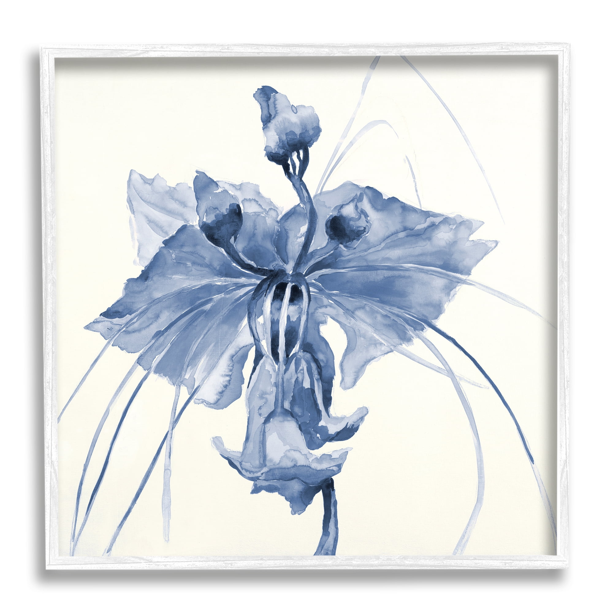 Stupell Industries Blue Abstract Orchid Botanical & Floral Painting White Framed Art Print Wall Art, 24 x 24