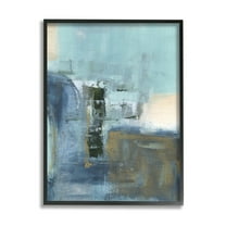Stupell Industries Blue Abstract Painting Abstract Painting Black Framed Art Print Wall Art, 11 x 14