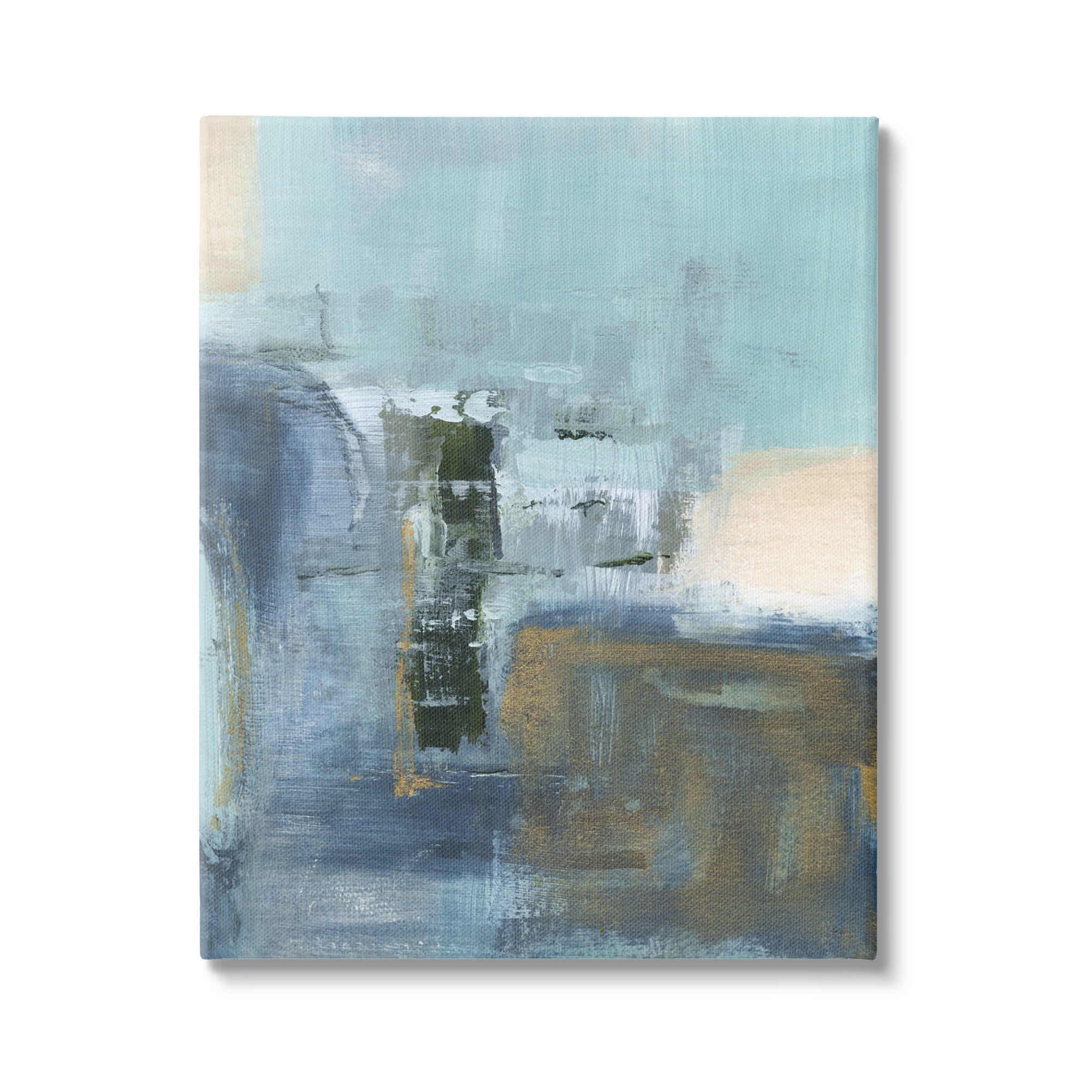 Stupell Industries Blue Abstract Painting Abstract Painting Gallery Wrapped Canvas Art Print Wall Art, 36 x 48
