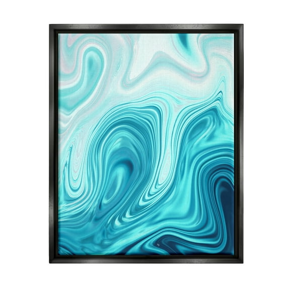 Stupell Industries Blue Abstract Ripples Abstract Painting Black Floater Framed Art Print Wall Art, 17 x 21