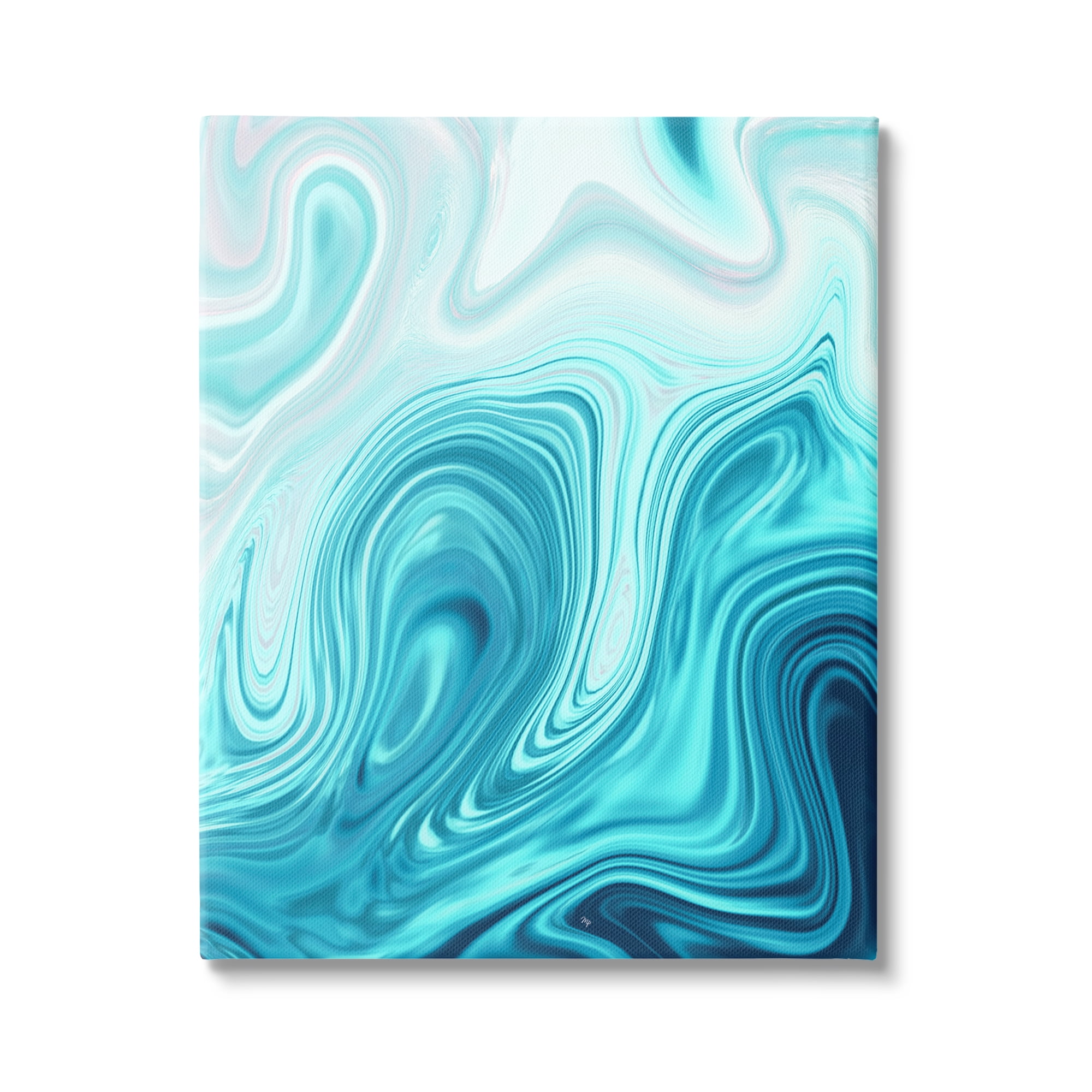 Stupell Industries Blue Abstract Ripples Abstract Painting Gallery Wrapped Canvas Print Wall Art, 36 x 48