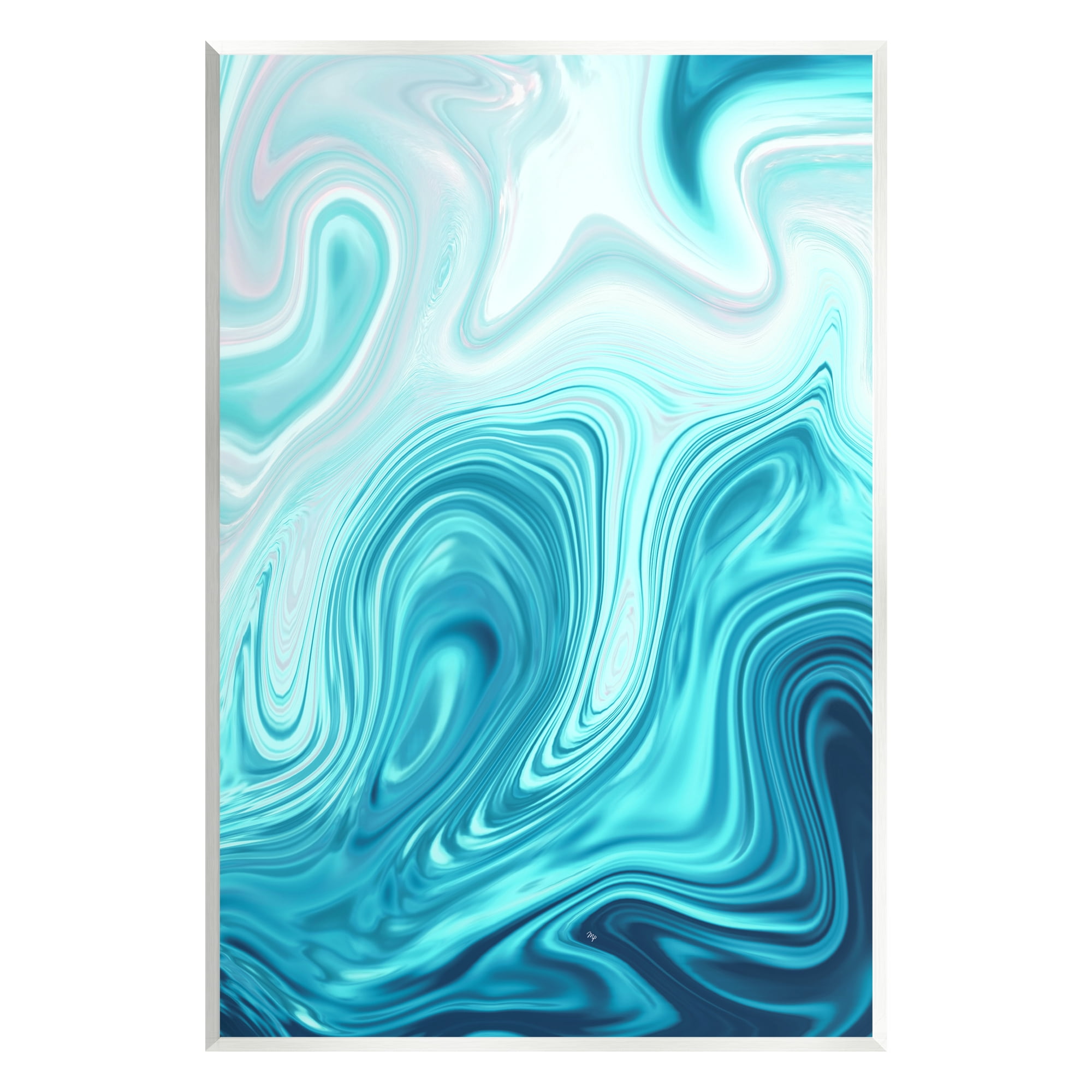 Stupell Industries Blue Abstract Ripples Abstract Painting Unframed Art Print Wall Art, 13 x 19