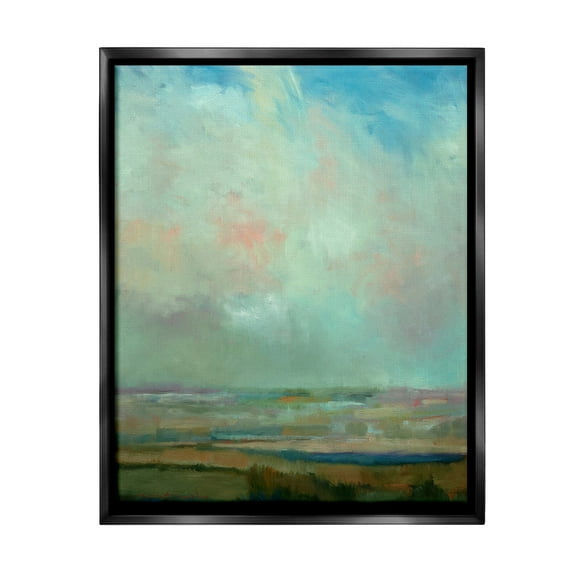 Stupell Industries Blue Abstract Scenery Landscape Painting Black Floater Framed Canvas Art Print Wall Art, 17 x 21
