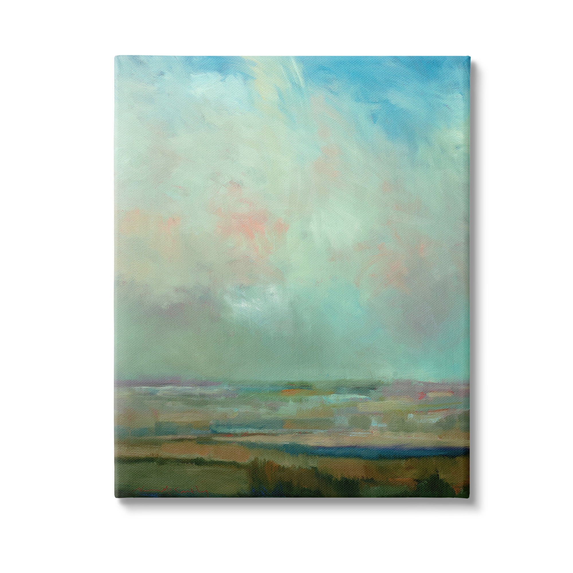 Stupell Industries Blue Abstract Scenery Landscape Painting Gallery Wrapped Canvas Art Print Wall Art, 36 x 48