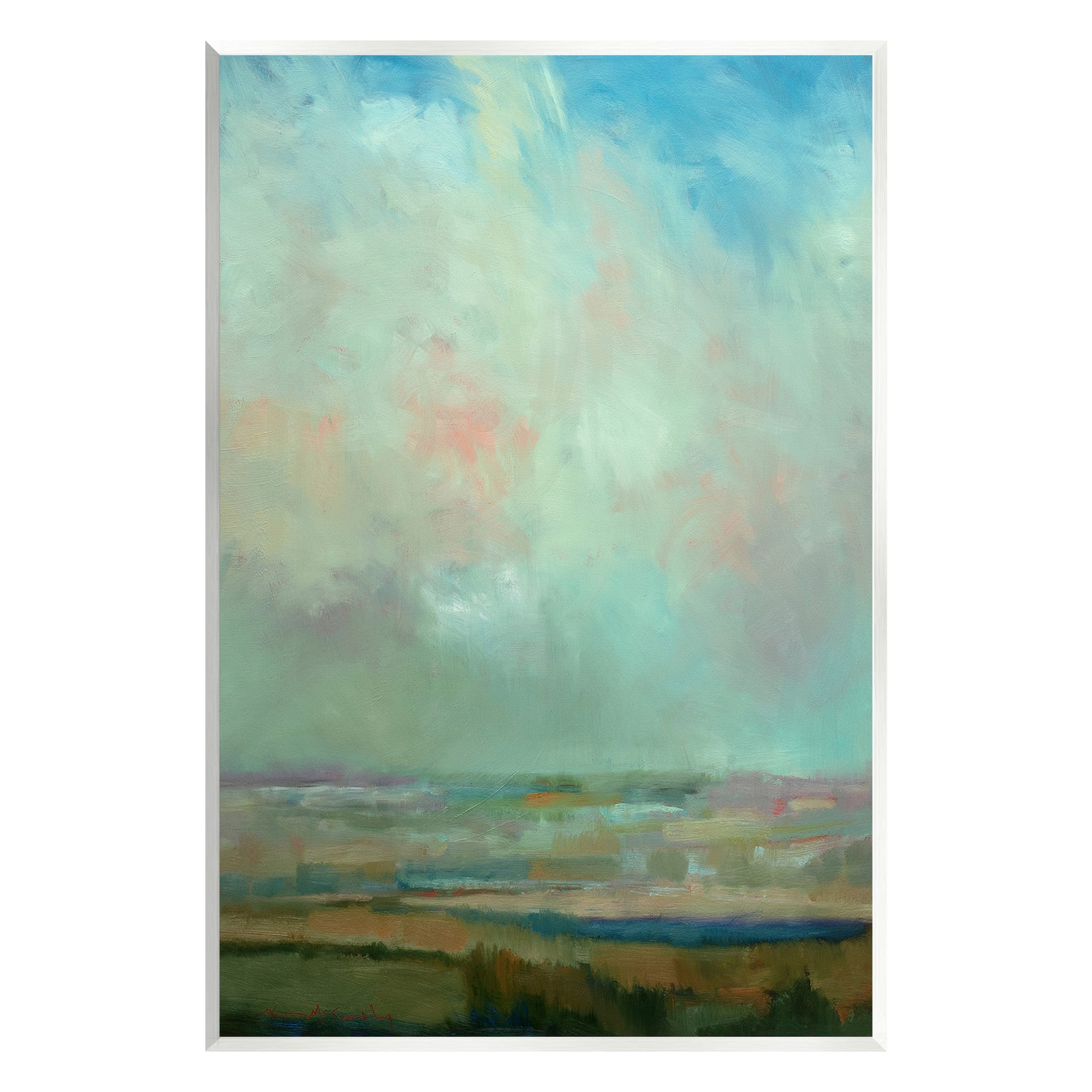 Stupell Industries Blue Abstract Scenery Landscape Painting Unframed Art Print Wall Art, 13 x 19