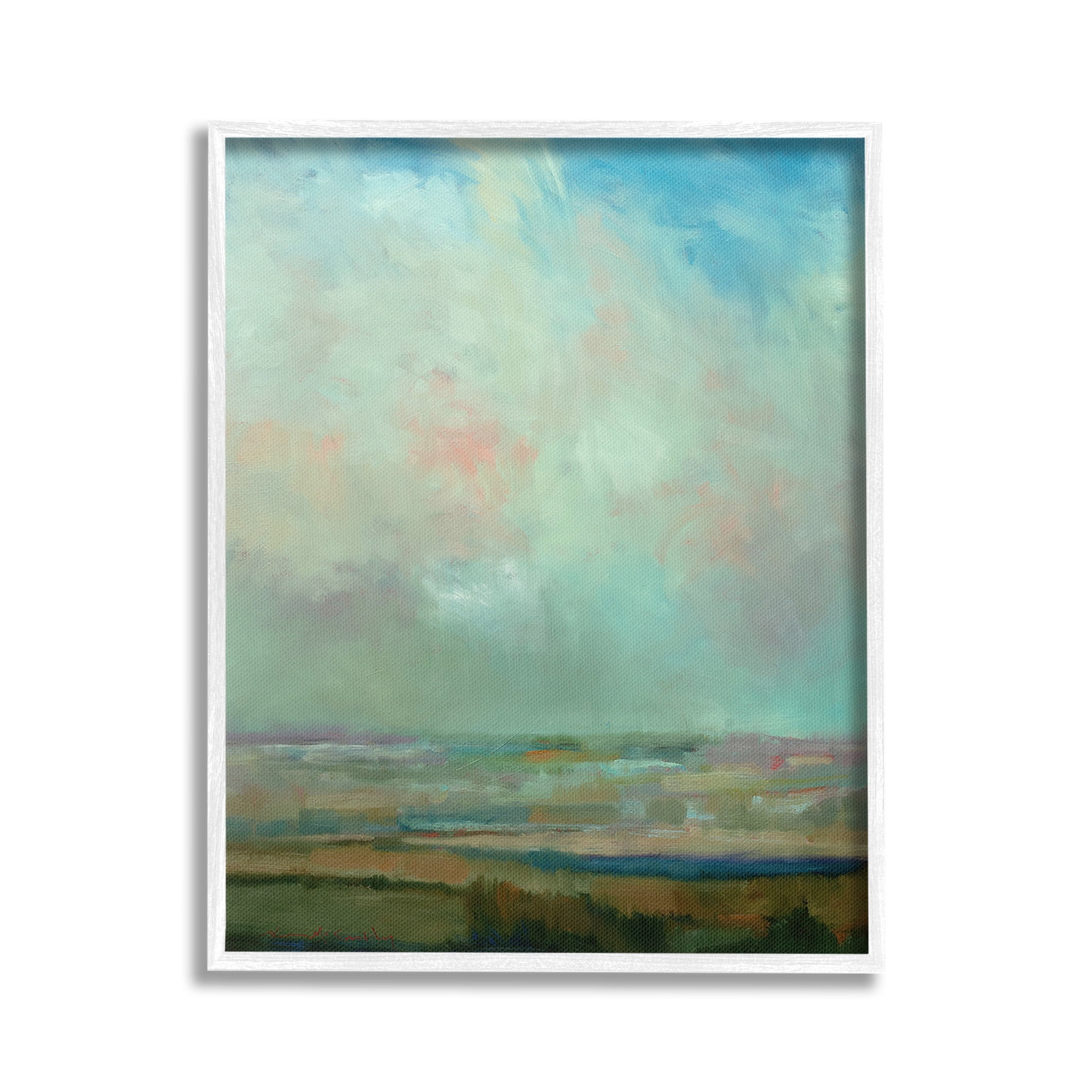 Stupell Industries Blue Abstract Scenery Landscape Painting White Framed Art Print Wall Art, 24 x 30