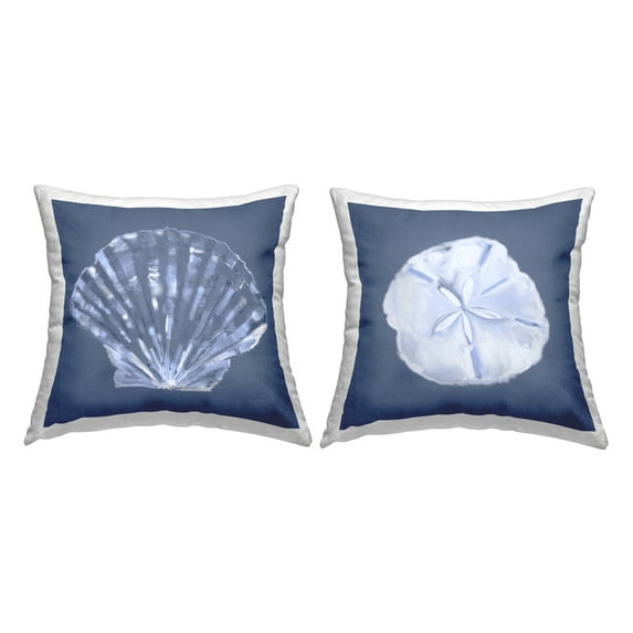 Stupell Industries Blue Abstract Sea Life 2 Piece Decorative Printed Throw Pillow Set, 18 x 18