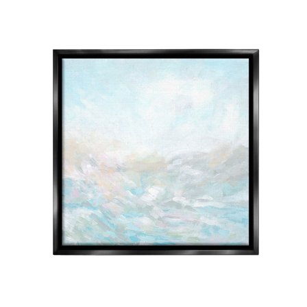 Stupell Industries Blue Abstract Waves Abstract Painting Black Floater Framed Canvas Art Print Wall Art, 18 x 18