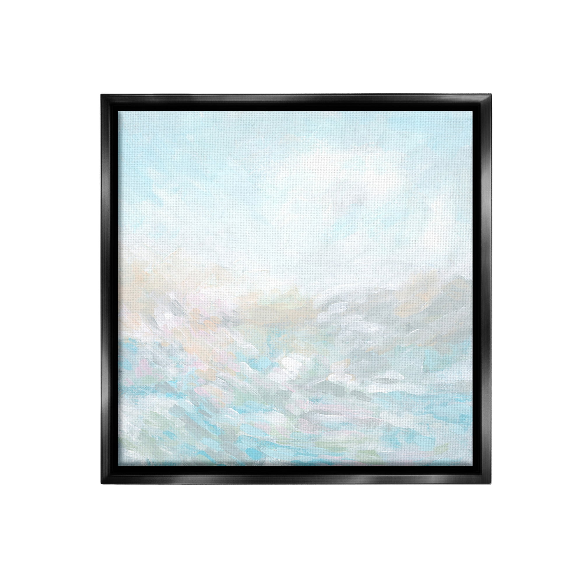 Stupell Industries Blue Abstract Waves Abstract Painting Black Floater Framed Canvas Art Print Wall Art, 25 x 25