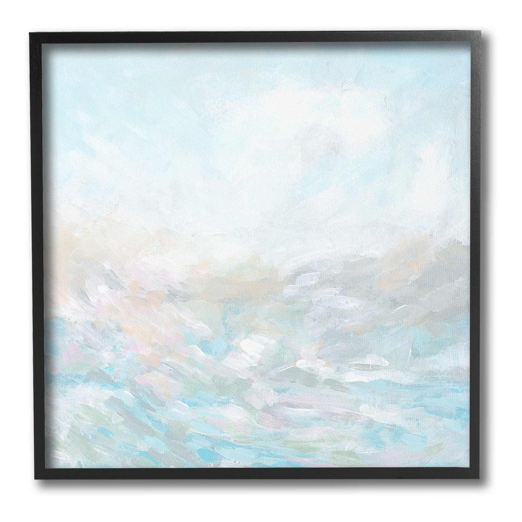 Stupell Industries Blue Abstract Waves Abstract Painting Black Framed Art Print Wall Art, 24 x 24