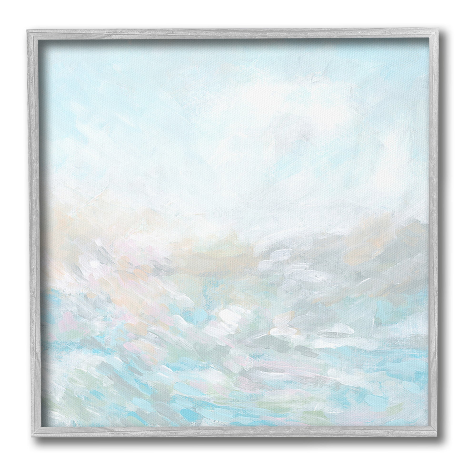 Stupell Industries Blue Abstract Waves Abstract Painting Gray Framed Art Print Wall Art, 12 x 12