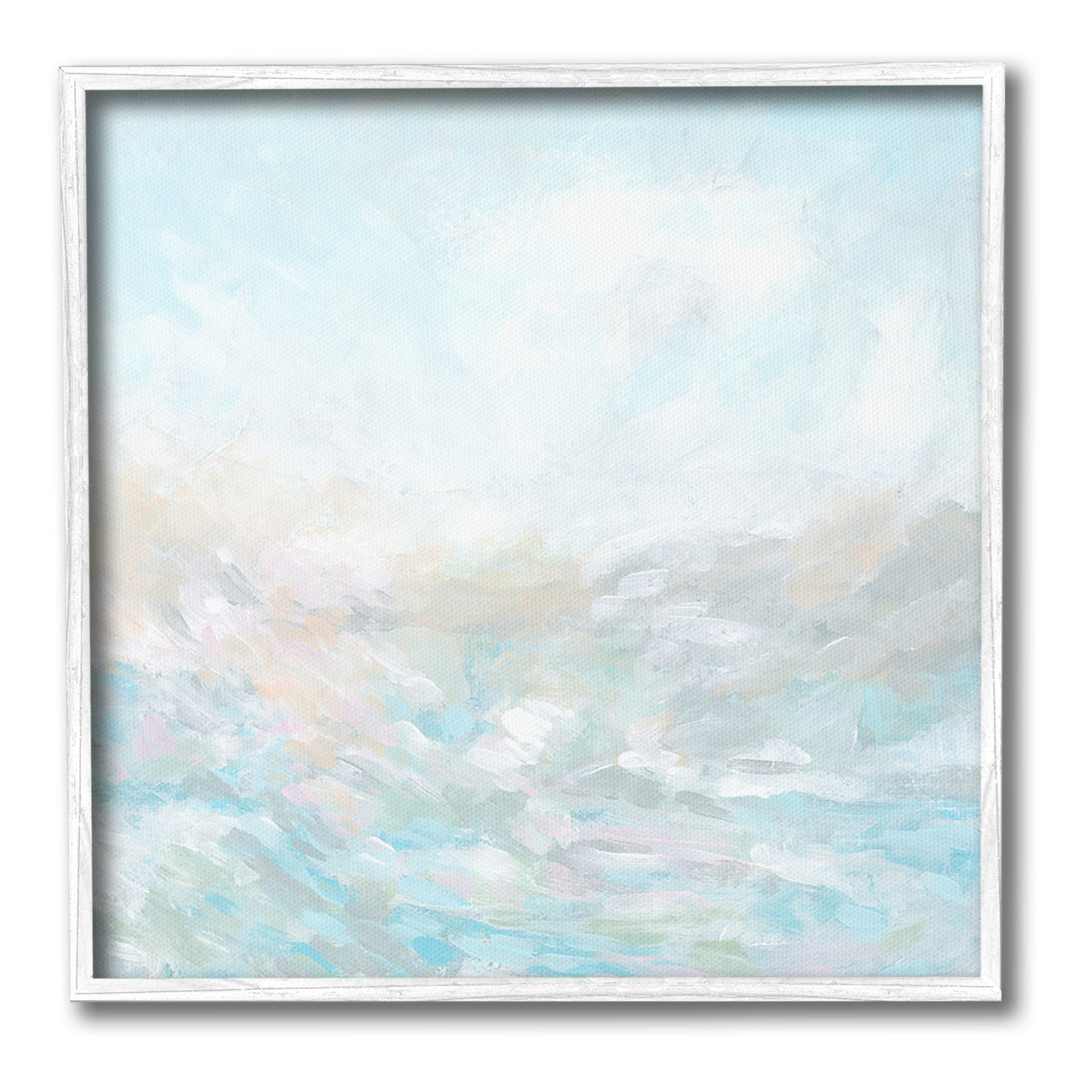 Stupell Industries Blue Abstract Waves Abstract Painting White Framed Art Print Wall Art, 24 x 24