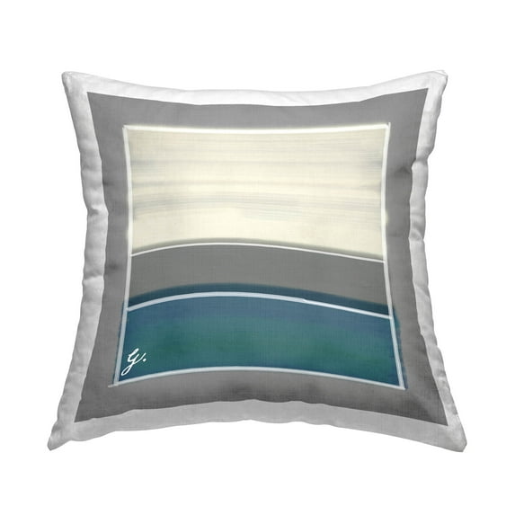 Stupell Industries Blue Accent Stripe Shapes Printed Throw Pillow Design by George Tygert