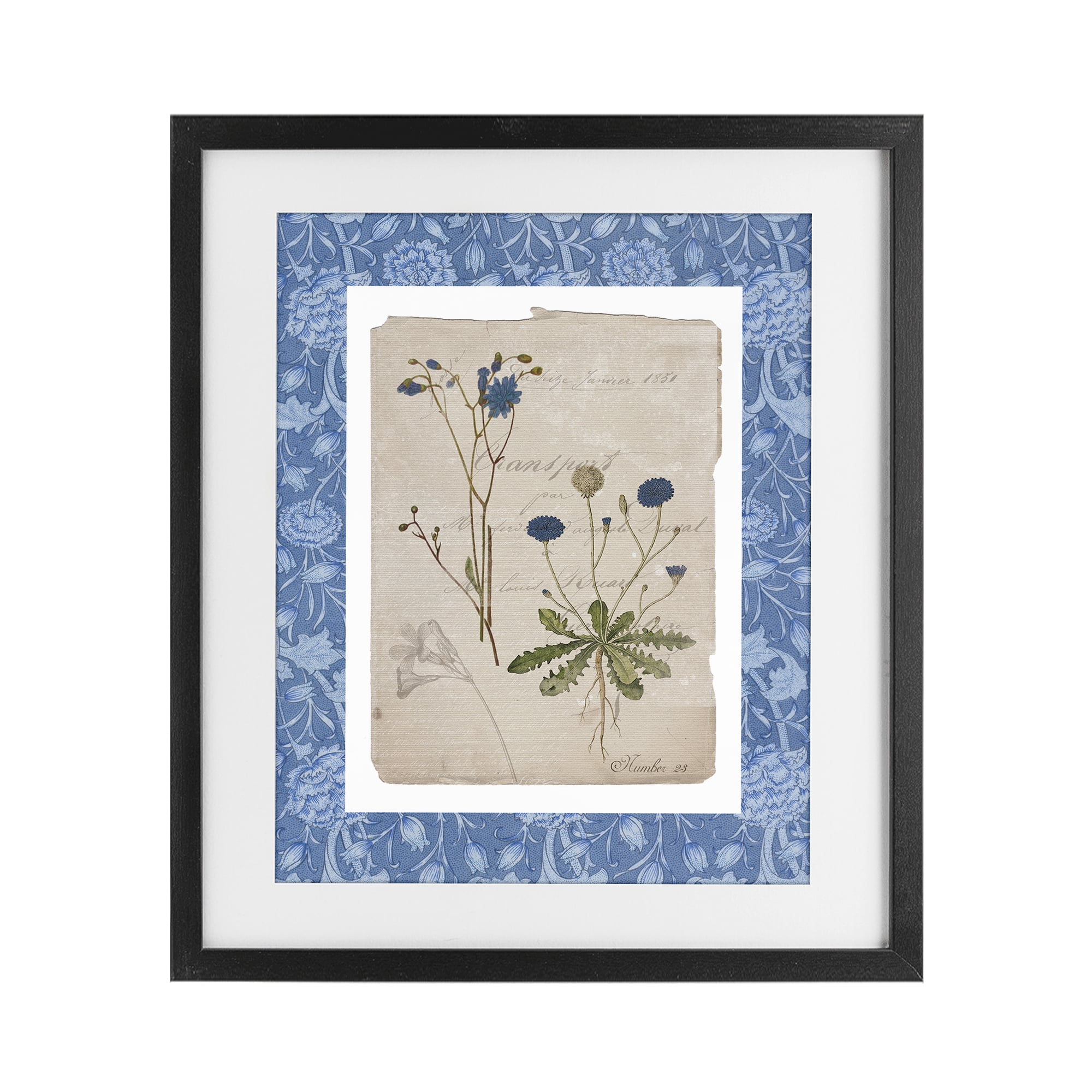 Stupell Industries Blue Antique Herbs Black Framed Print Under Glass, design by Livi Finn