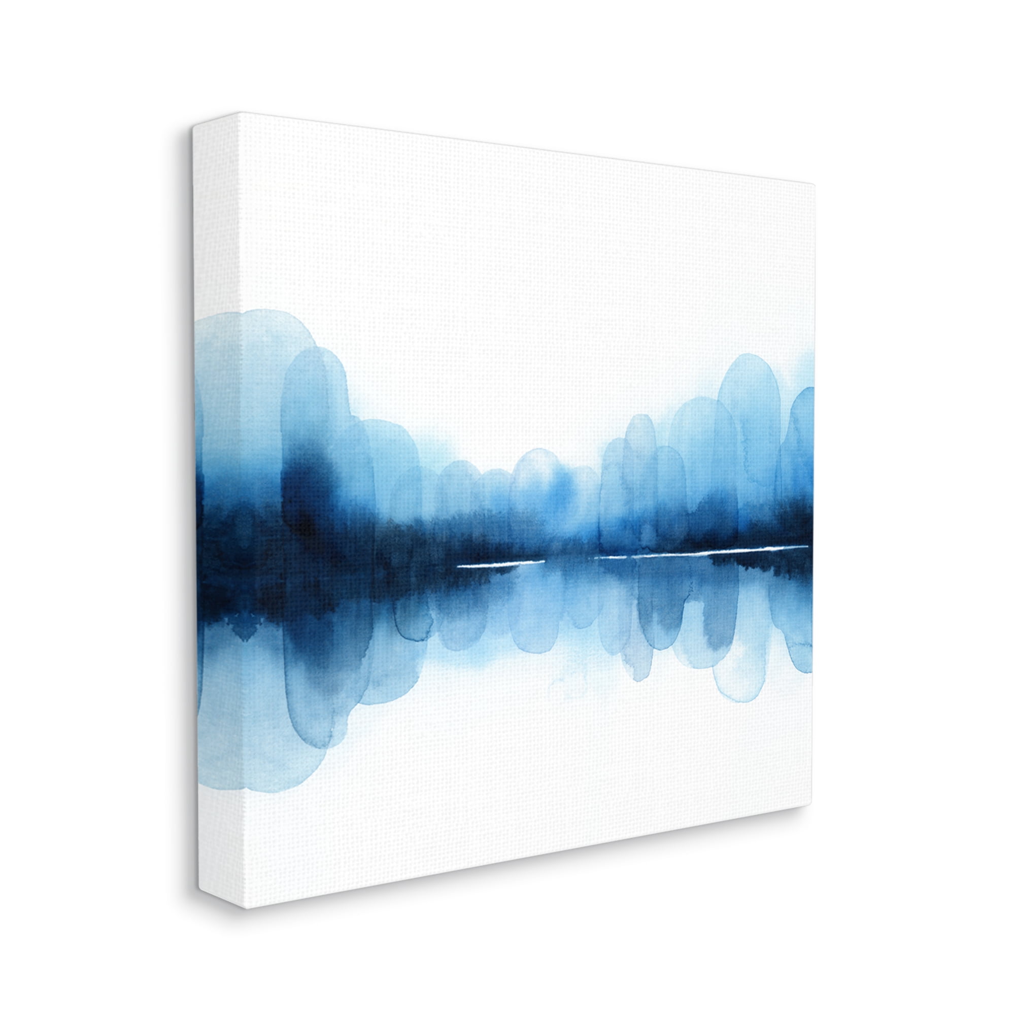 Stupell Industries Blue Arch Asymmetrical Reflection Abstract Shapes over White Abstract Painting Gallery Wrapped Canvas Print Wall Art, 24 x 24