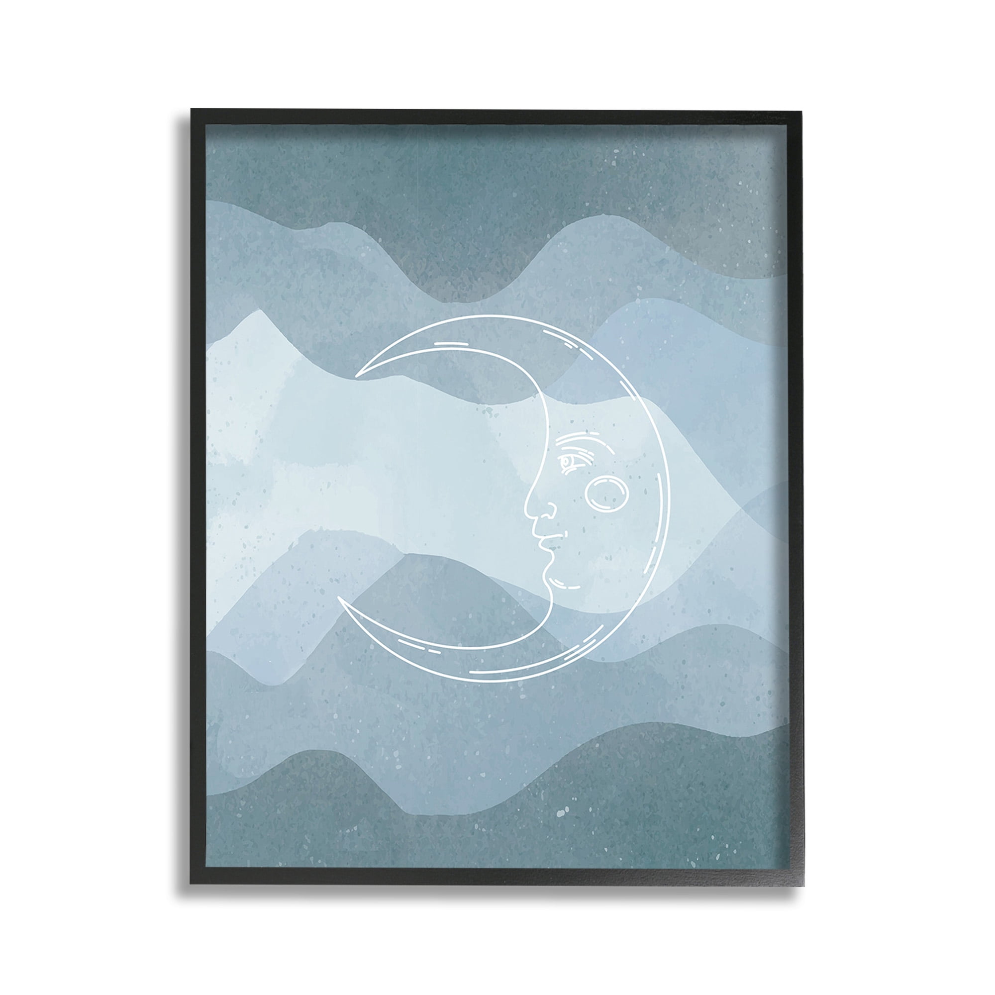 Stupell Industries Blue Astral Moon Landscape Painting Black Framed Art Print Wall Art, 11 x 14