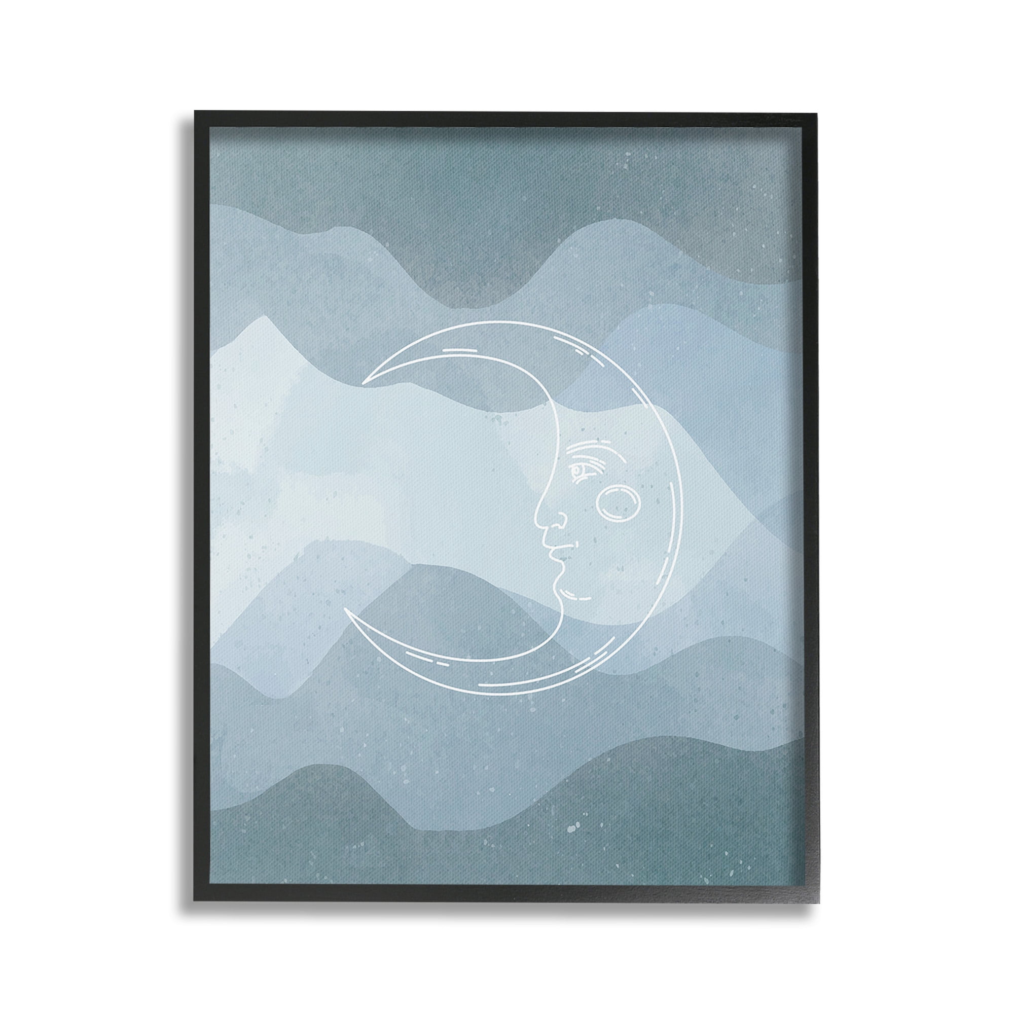 Stupell Industries Blue Astral Moon Landscape Painting Black Framed Art Print Wall Art, 16 x 20