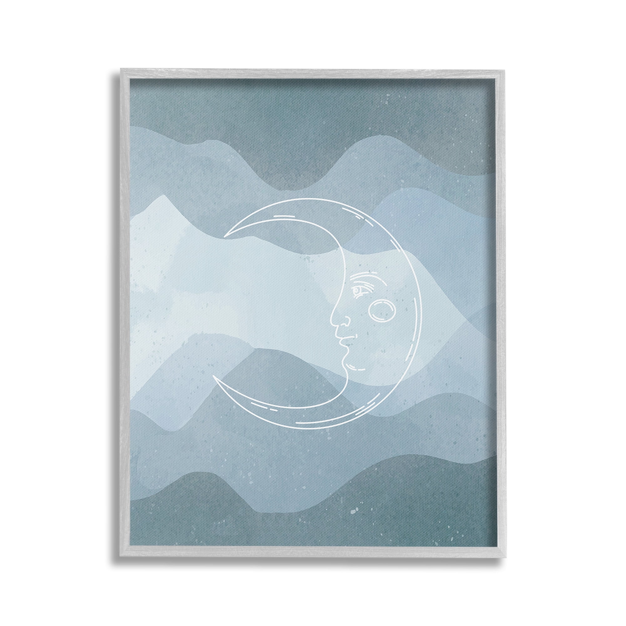 Blue Astral Moon Landscape Canvas Print with Gray Frame, 16 x 20