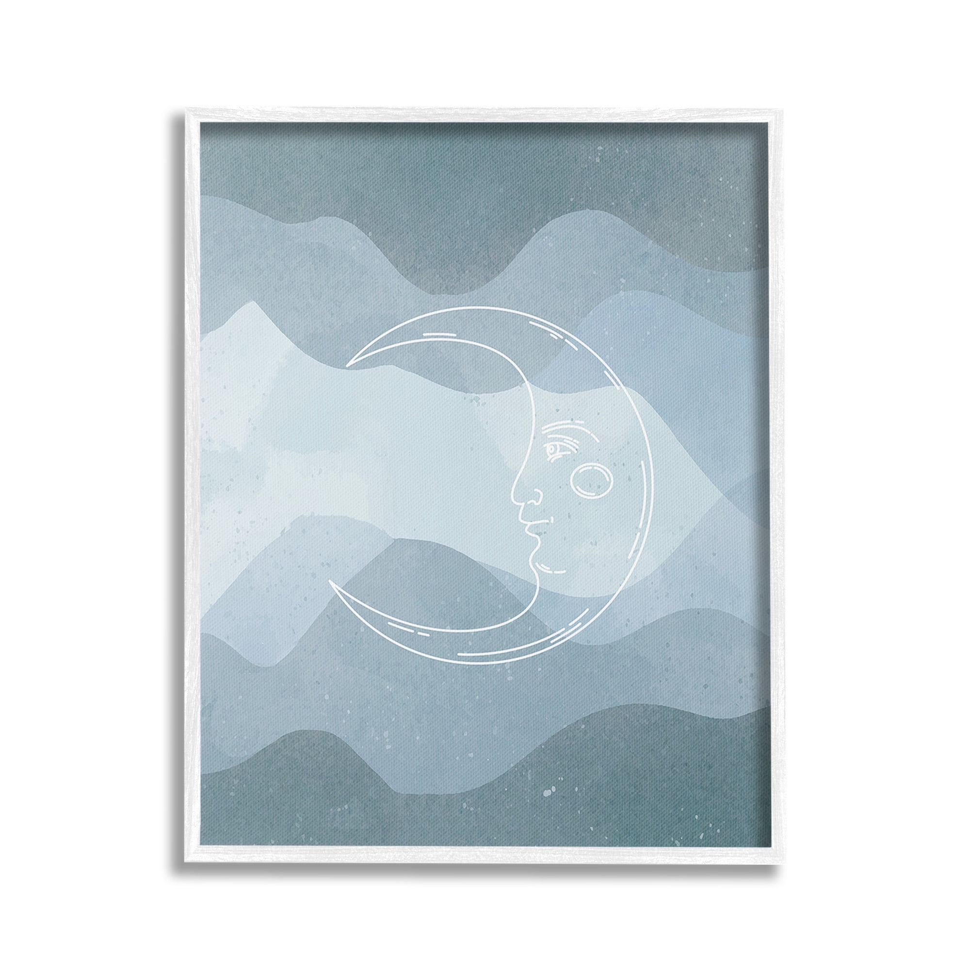 Stupell Industries Blue Astral Moon Landscape Painting White Framed Art Print Wall Art, 16 x 20