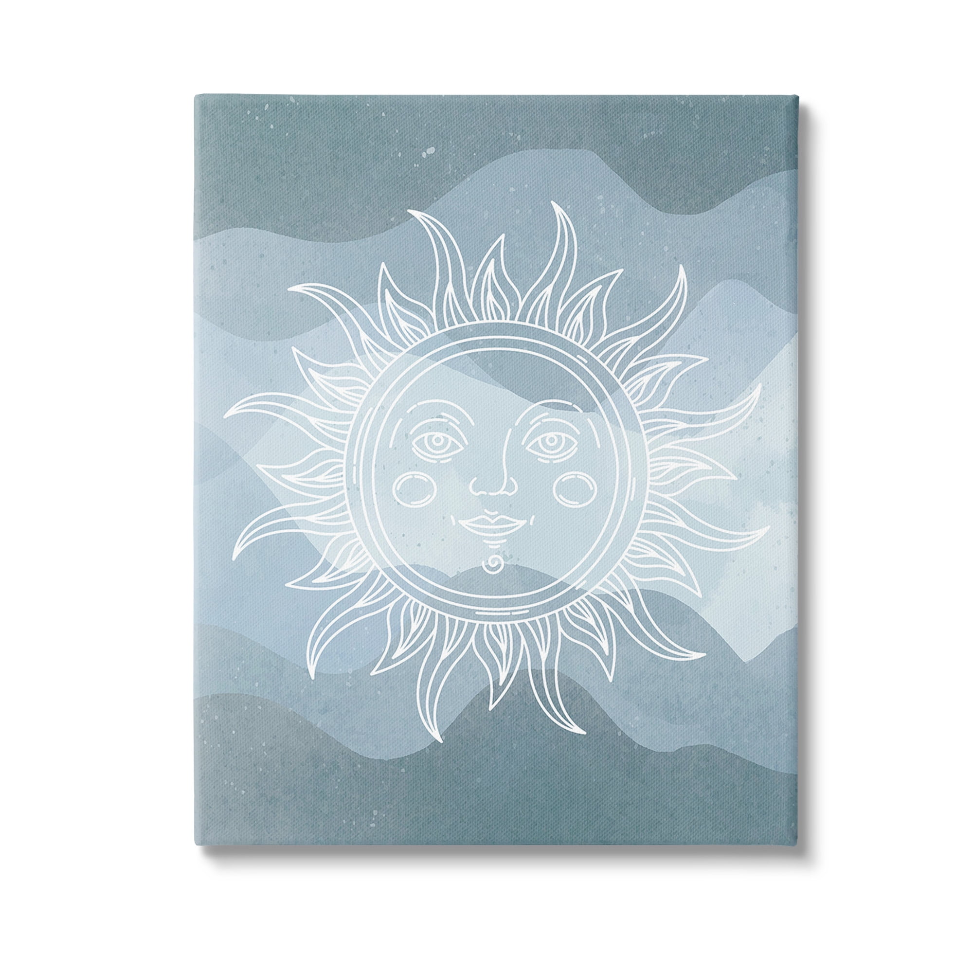 Stupell Industries Blue Astral Sun Landscape Painting Gallery Wrapped Canvas Art Print Wall Art, 24 x 30