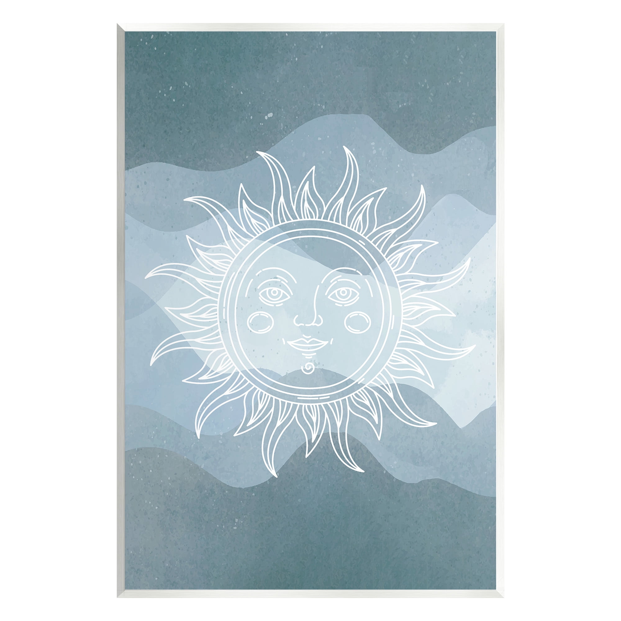 Stupell Industries Blue Astral Sun Landscape Painting Unframed Art Print Wall Art, 13 x 19