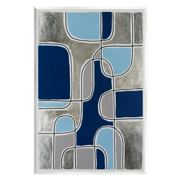 Stupell Industries Blue Asymmetrical Pattern Abstract Painting Unframed Art Print Wall Art, 10 x 15