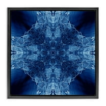 Stupell Industries Blue Balanced Tie Dye Abstract Painting Black Floater Framed Canvas Art Print Wall Art, 18 x 18