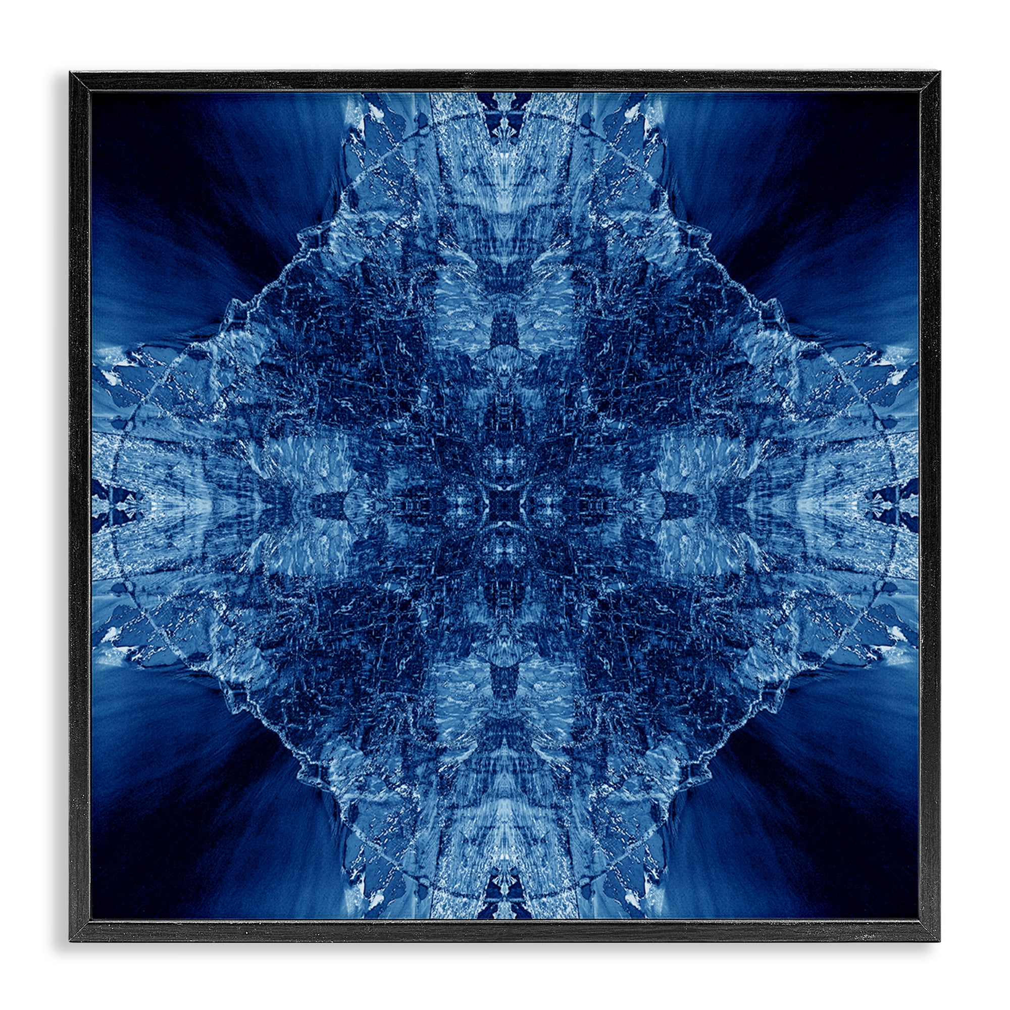 Stupell Industries Blue Balanced Tie Dye Abstract Painting Black Framed Art Print Wall Art, 17 x 17