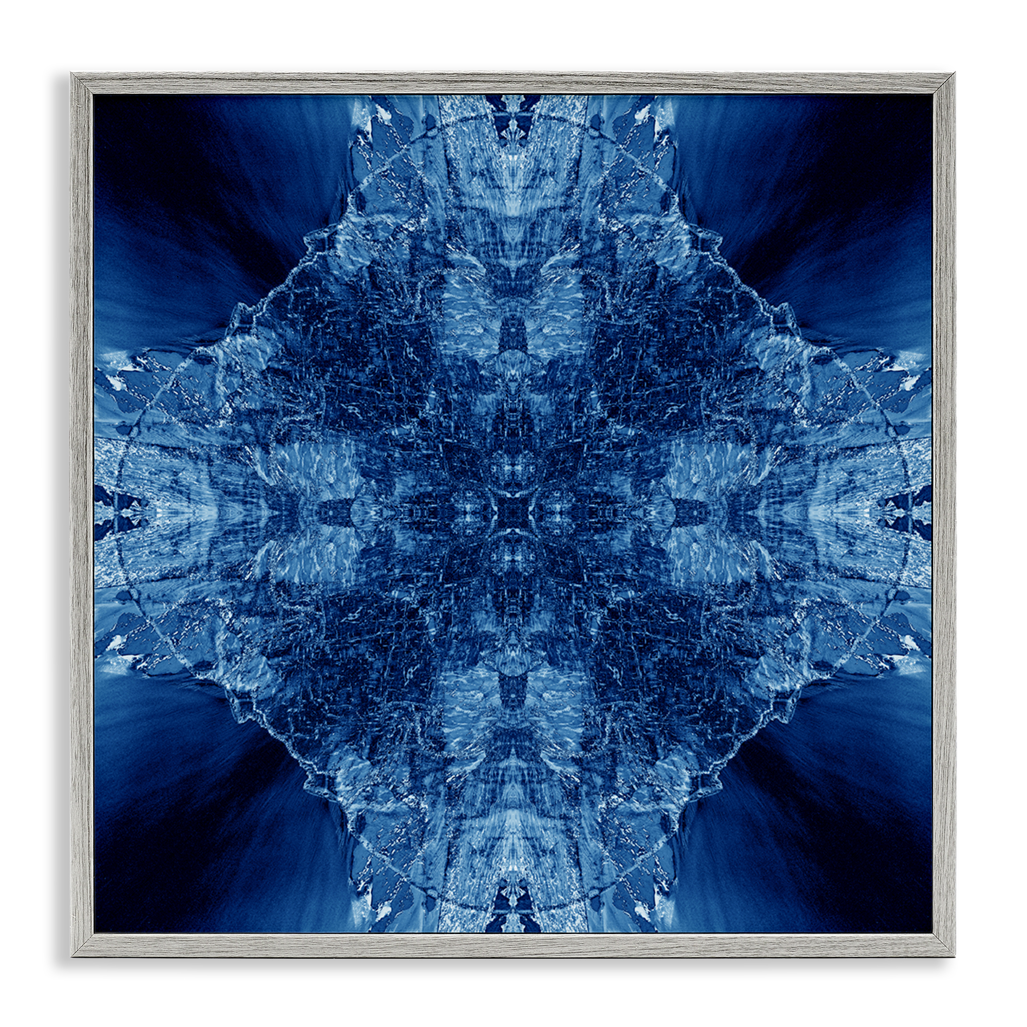 Stupell Industries Blue Balanced Tie Dye Abstract Painting Gray Framed Art Print Wall Art, 12 x 12