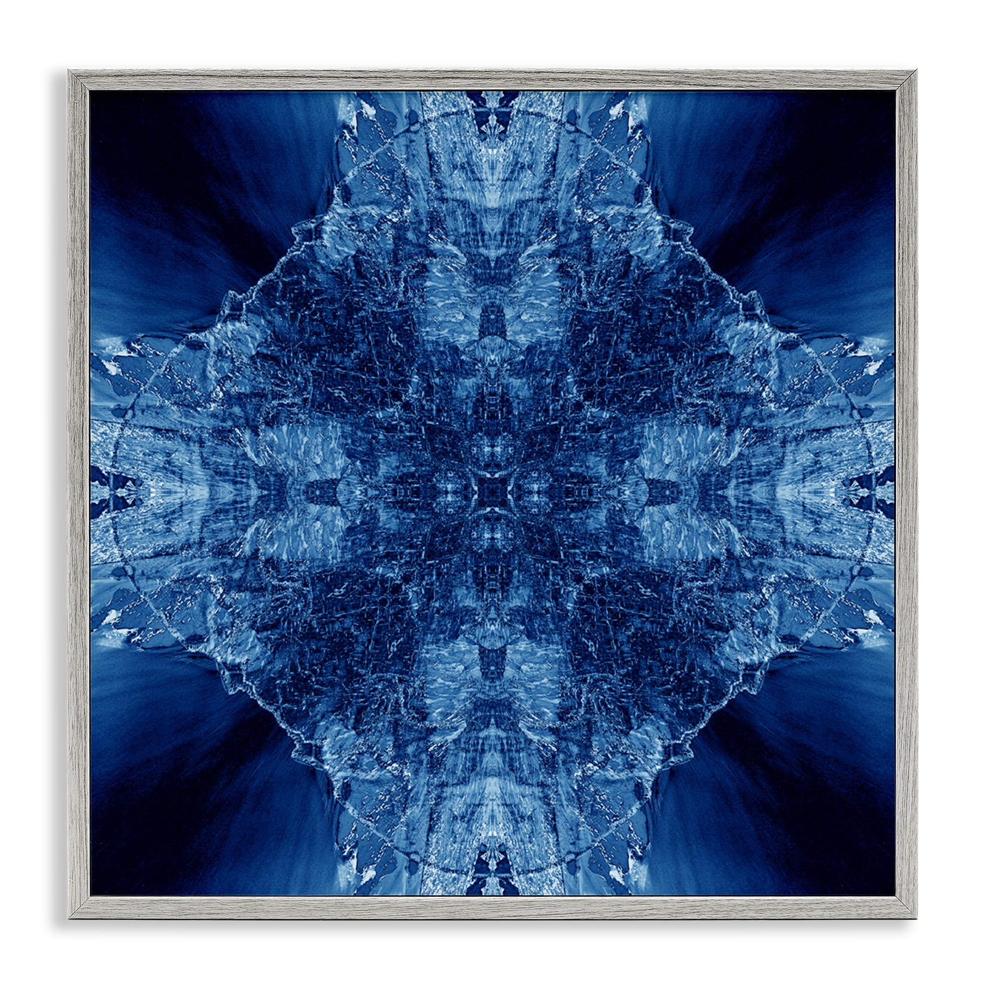 Stupell Industries Blue Balanced Tie Dye Abstract Painting Gray Framed Art Print Wall Art, 24 x 24