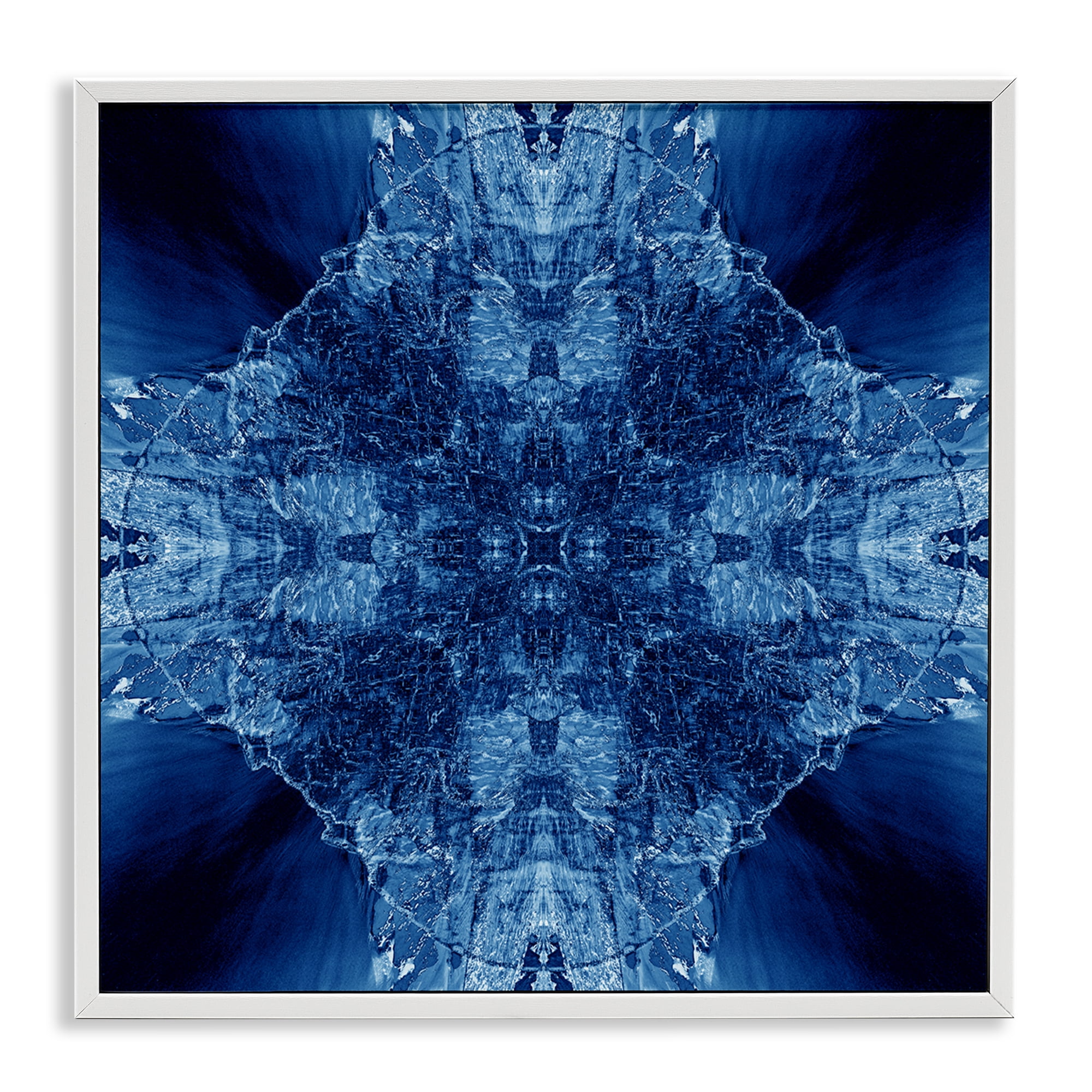 Stupell Industries Blue Balanced Tie Dye Abstract Painting White Framed Art Print Wall Art, 24 x 24