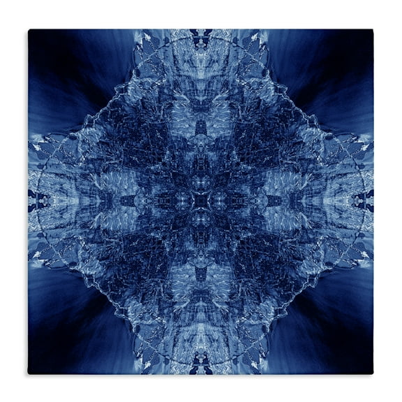 Stupell Industries Blue Balanced Tie Dye Abstract Painting Wrapped Canvas Art Print Wall Art, 17 x 17