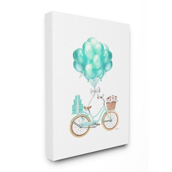 Stupell Industries Blue Balloon Bike Watercolor Design Canvas Wall Art by Amanda Greenwood