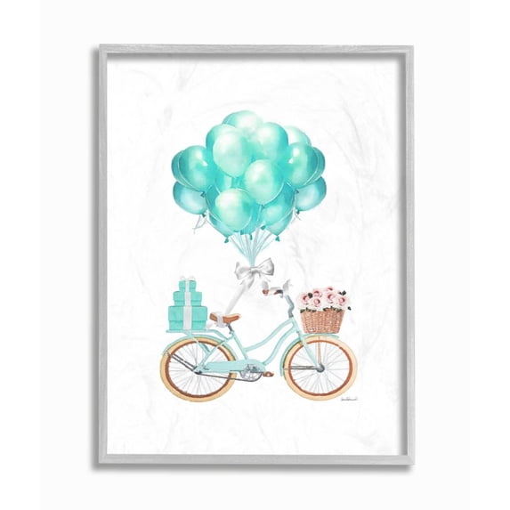 Stupell Industries Blue Balloon Bike Watercolor Design Framed Wall Art by Amanda Greenwood