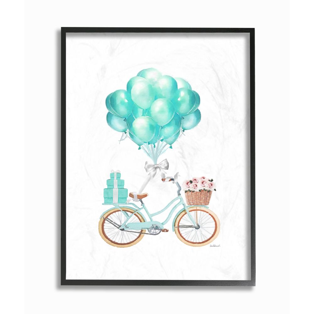 Stupell Industries Blue Balloon Bike Watercolor Design Framed Wall Art by Amanda Greenwood