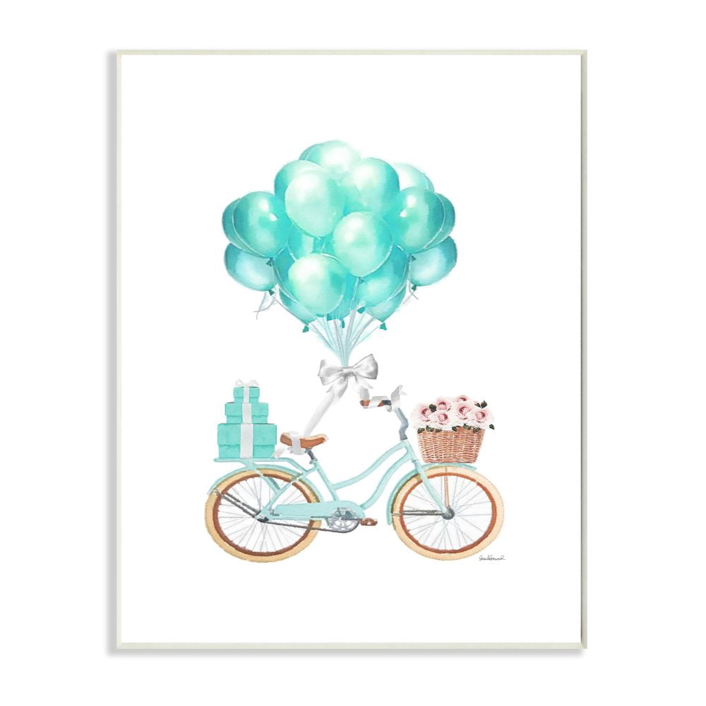 Stupell Industries Blue Balloon Bike Watercolor Design Wall Plaque by Amanda Greenwood