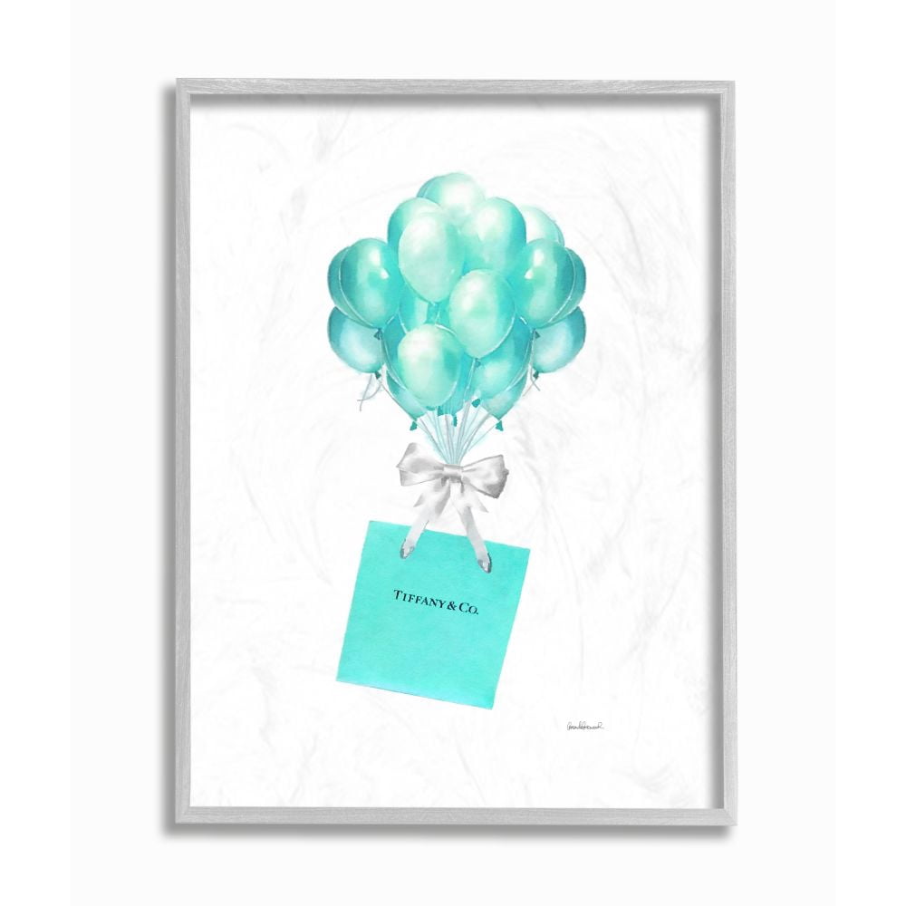Stupell Industries Blue Balloons And Gift Bag Glam Fashion Design Framed Wall Art by Amanda Greenwood