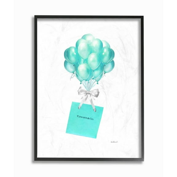 Stupell Industries Blue Balloons And Gift Bag Glam Fashion Design Framed Wall Art by Amanda Greenwood