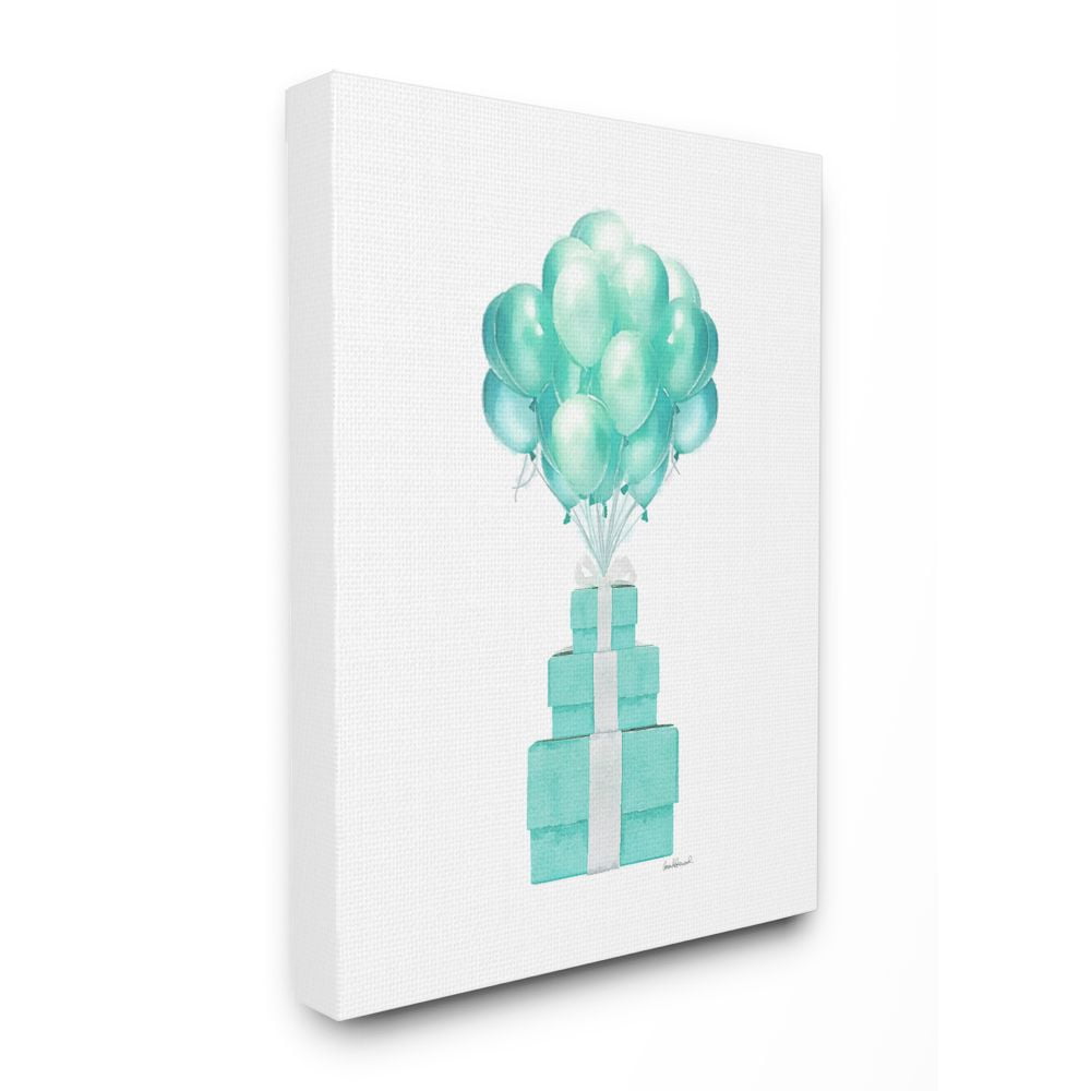Stupell Industries Blue Balloons And Presents Watercolor Design Canvas Wall Art by Amanda Greenwood