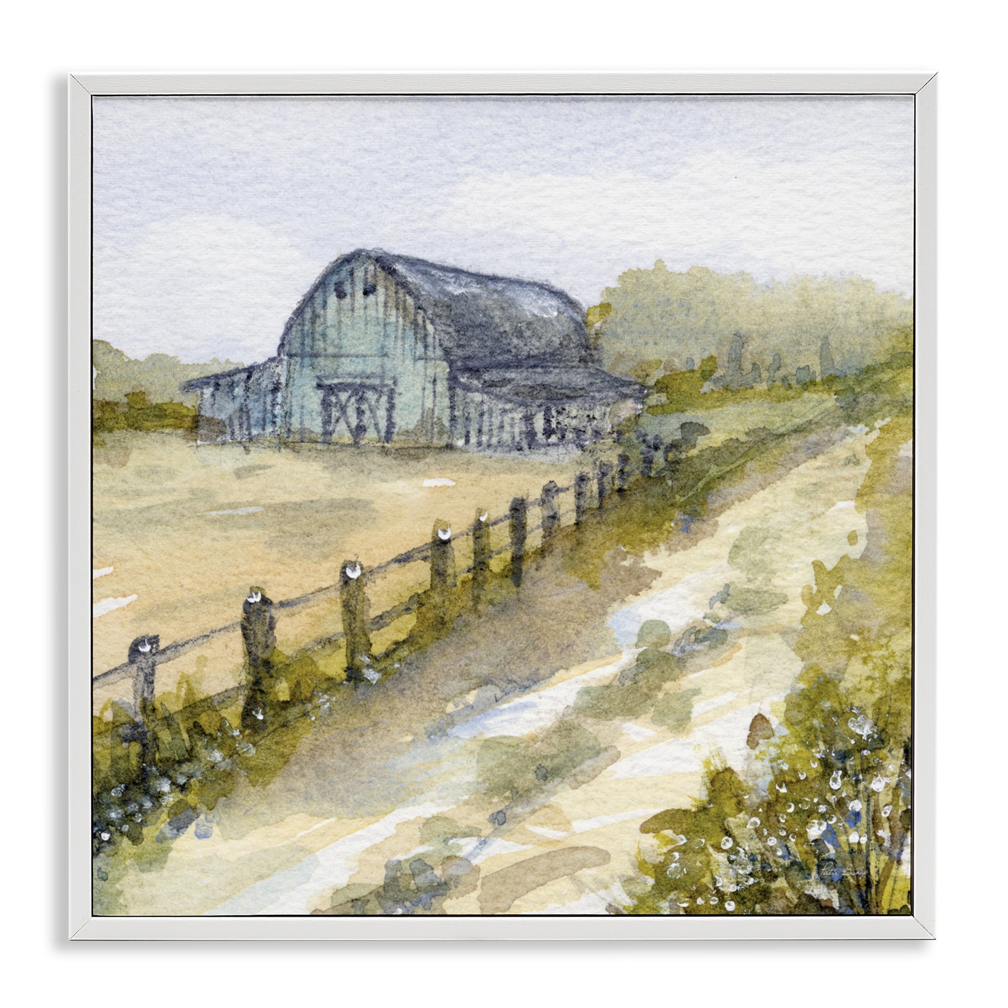 Stupell Industries Blue Barn Lane White Framed Giclee Art, design by Patti Bishop