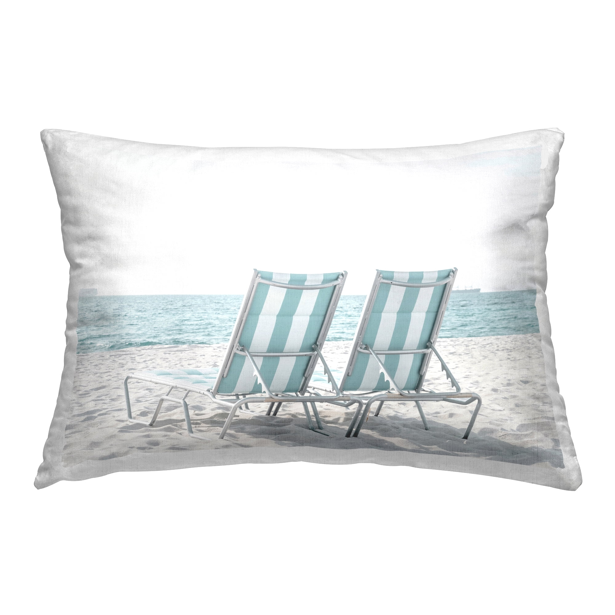 Stupell Industries Blue Beach Chairs Pair Decorative Printed Throw Pillow Design by Elena Chukhlebova.