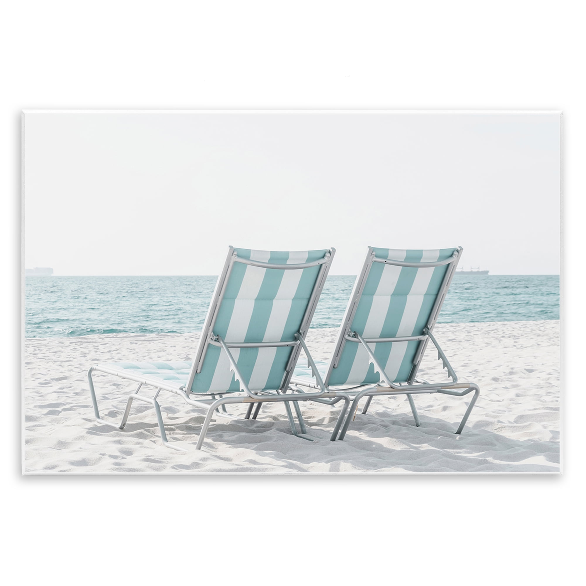 Stupell Industries Blue Beach Chairs Pair Nautical & Beach Photography Unframed Art Print Wall Art, 15 x 10