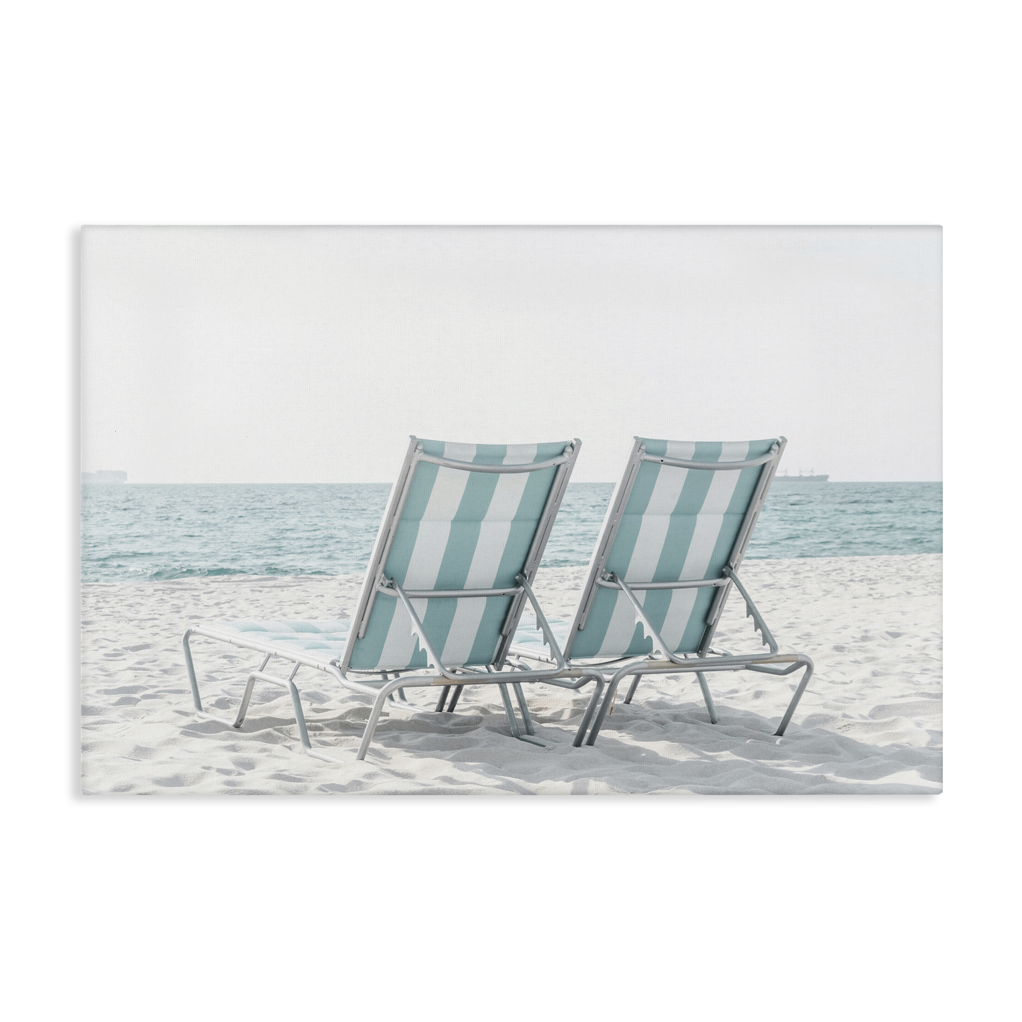 Stupell Industries Blue Beach Chairs Pair Nautical & Beach Photography Wrapped Canvas Art Print Wall Art, 24 x 16