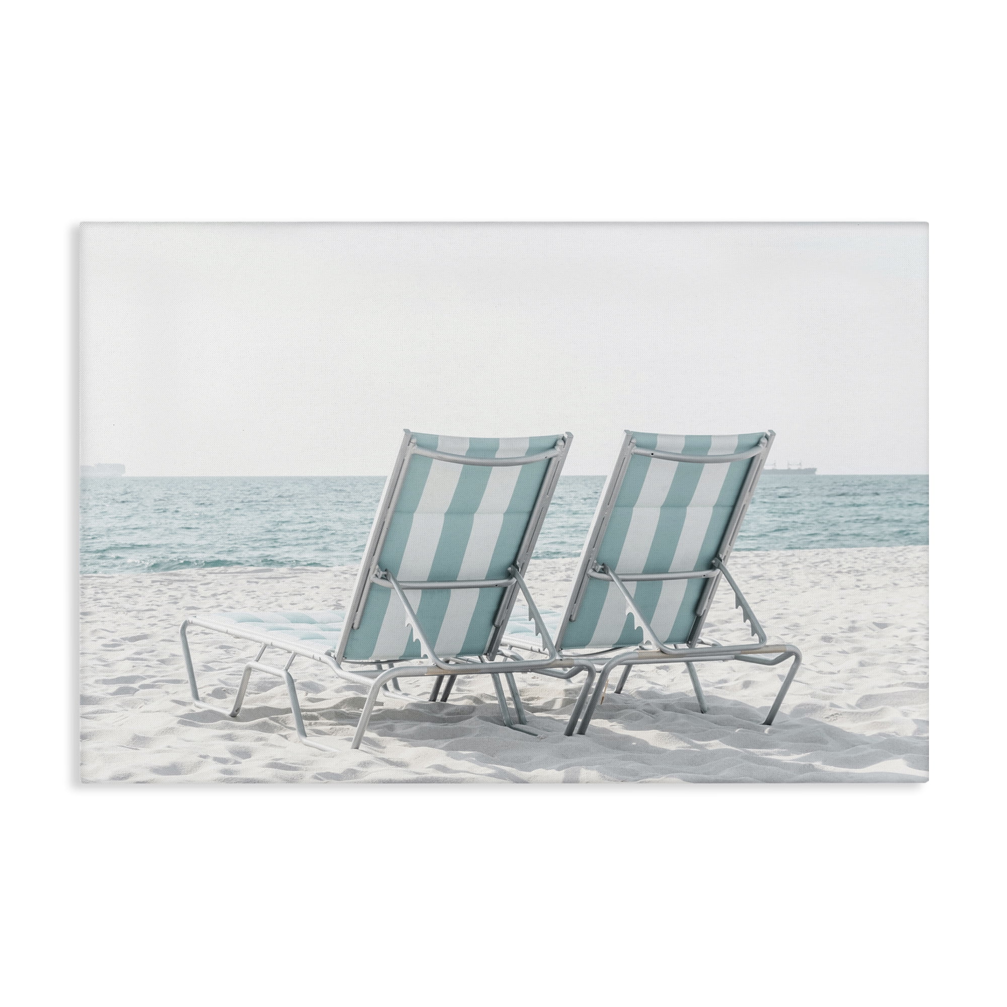 Stupell Industries Blue Beach Chairs Pair Nautical & Beach Photography Wrapped Canvas Art Print Wall Art, 36 x 24
