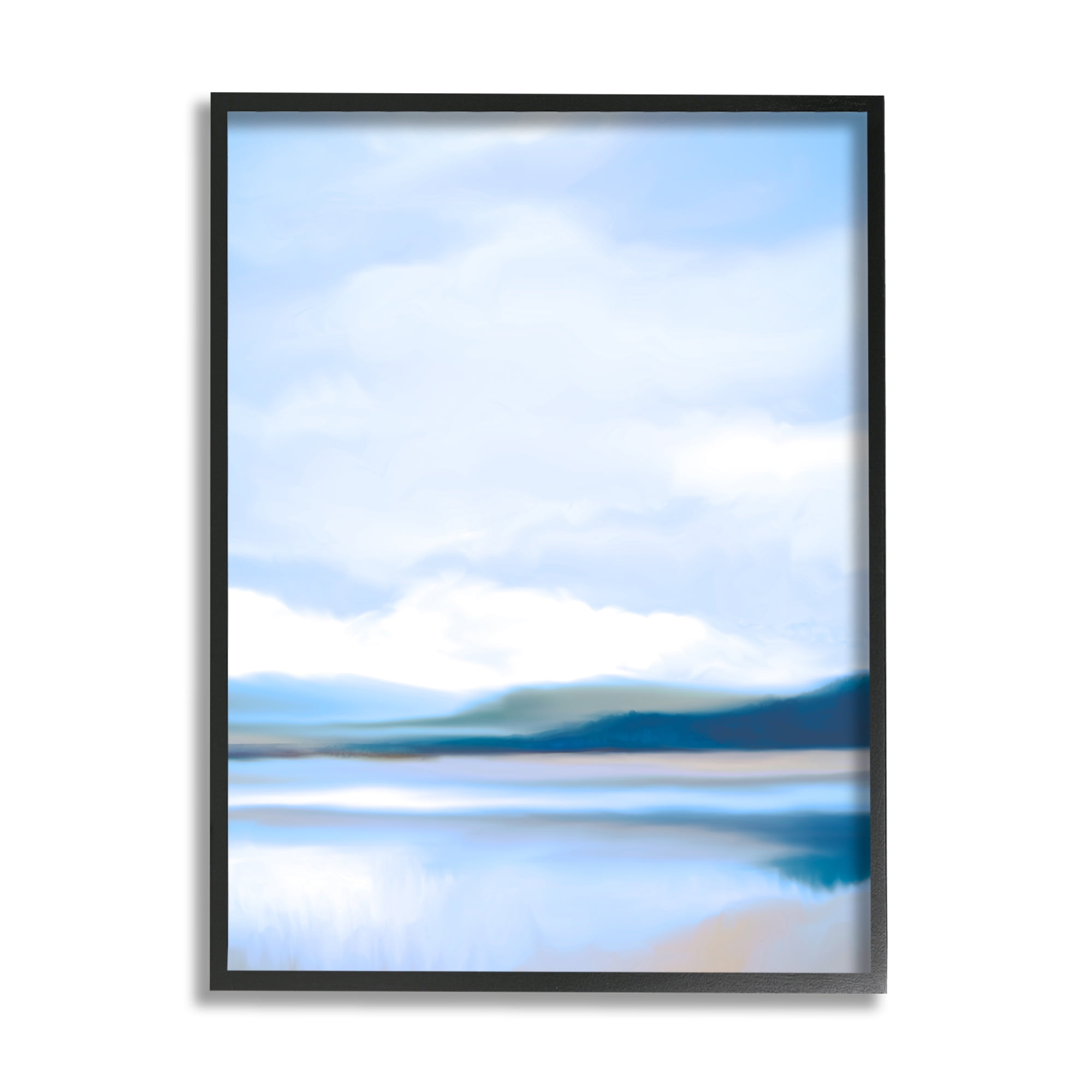 Stupell Industries Blue Beach Shore Nature Painting Black Framed Art Print Wall Art, 11 x 14
